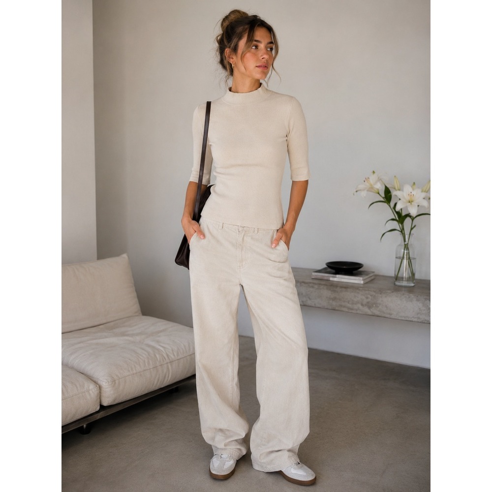 a new day Cream Short Sleeve Mock Neck Bodysuit - Picture 1 of 6